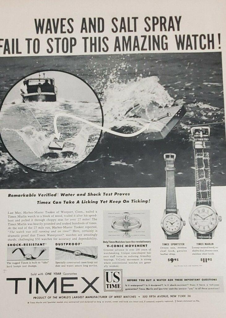 1953 Timex Ad waves and sale spray