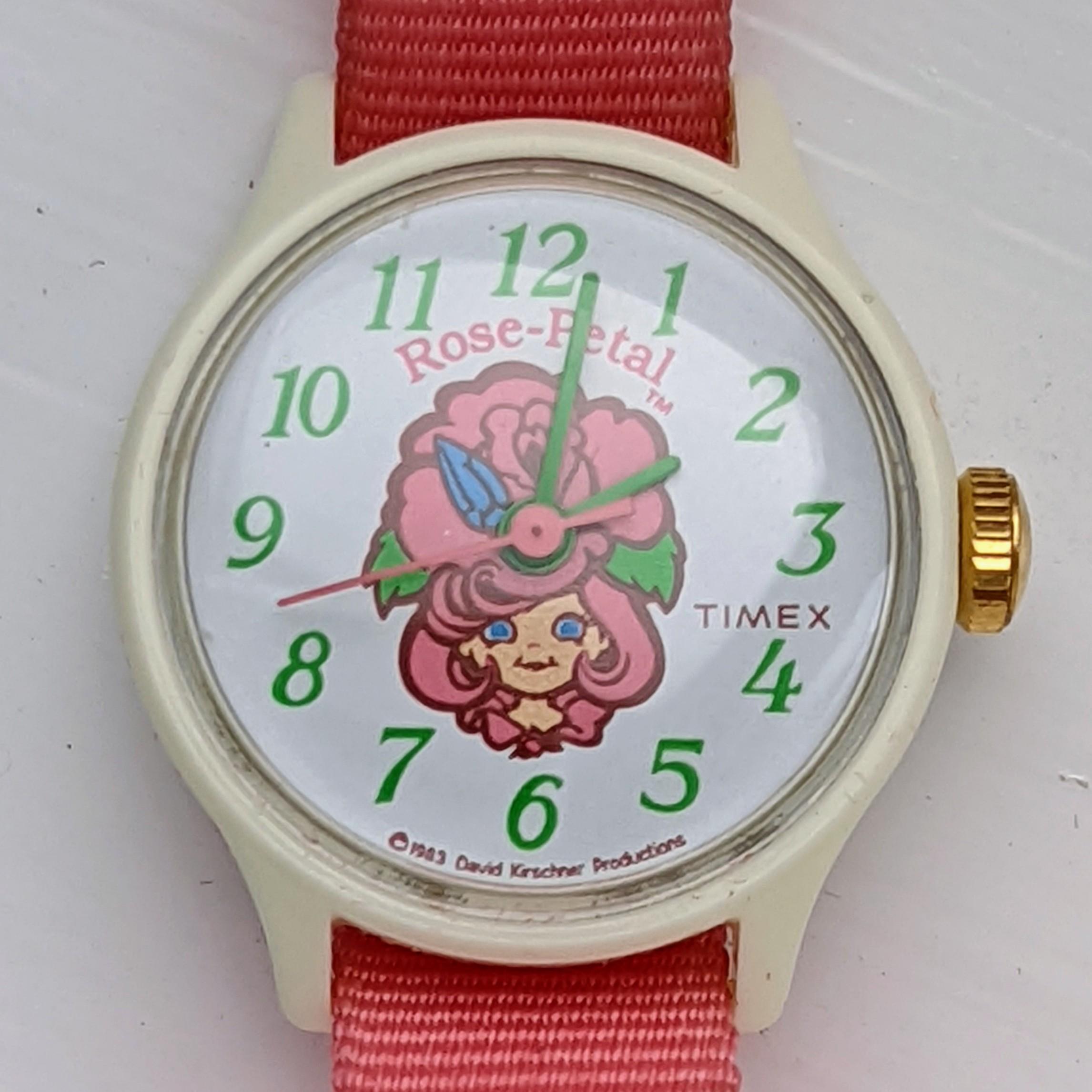 Vintage Timex Petite 19991-10084 Rose Petal Place Character Watch 1984