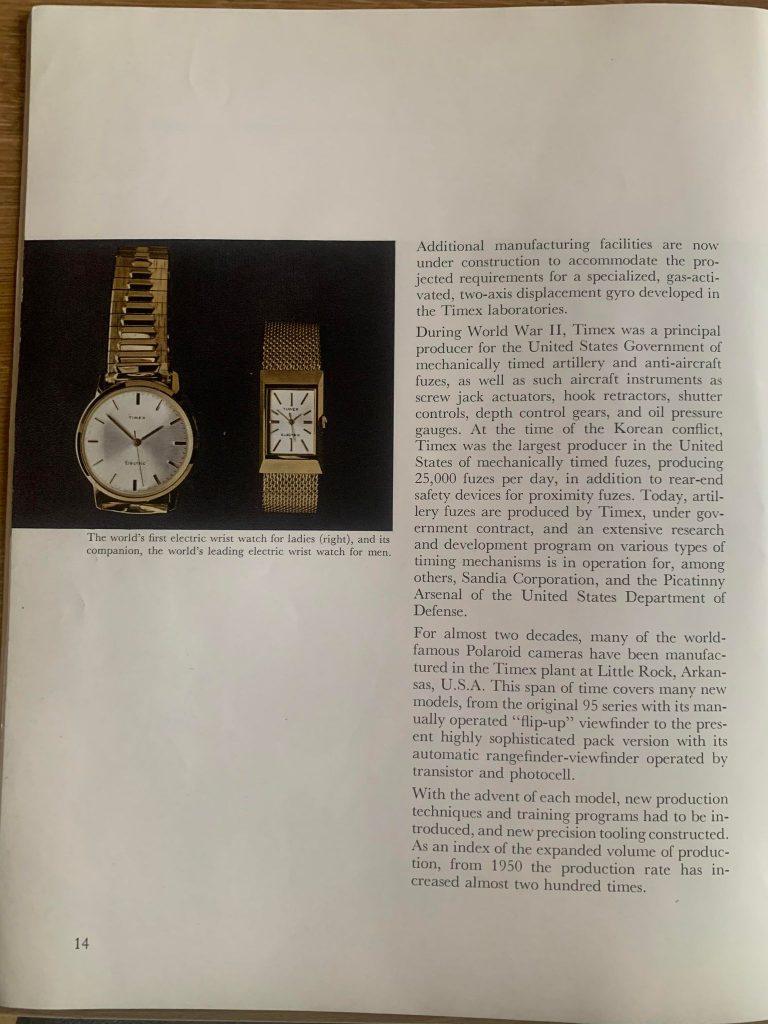 1968 Timex corporate brochure