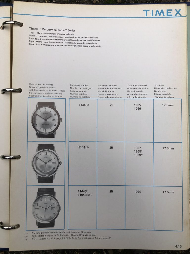 Timex 1964-1970 manual and catalog
