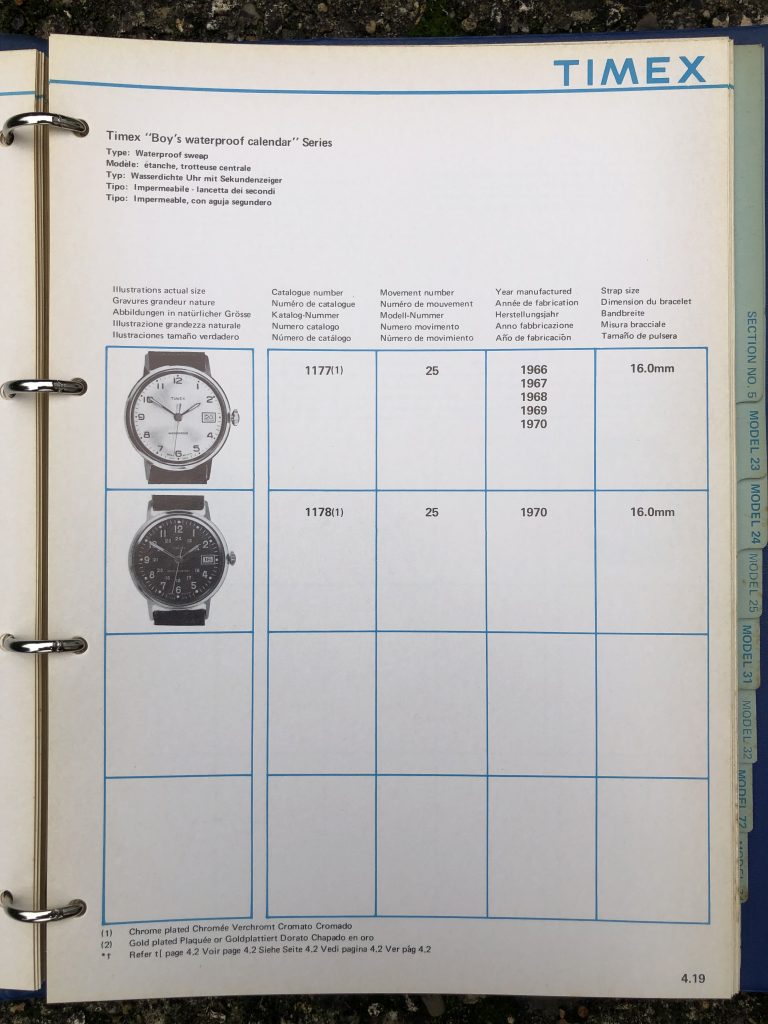 Timex 1964-1970 manual and catalog