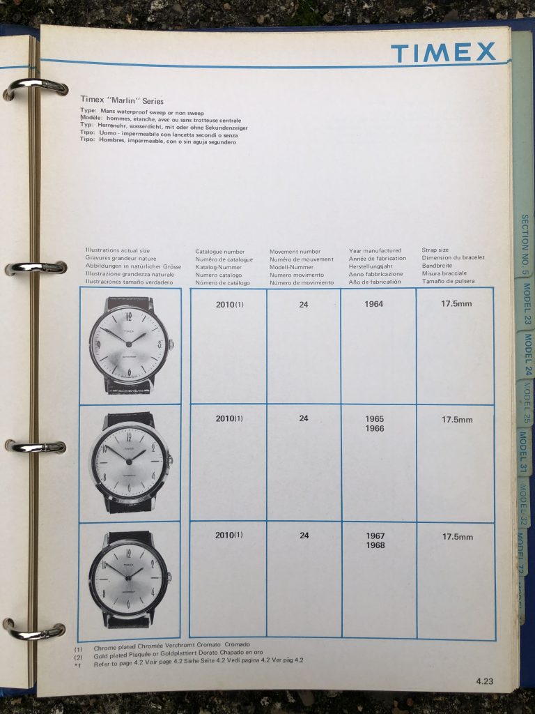 Timex 1964-1970 manual and catalog