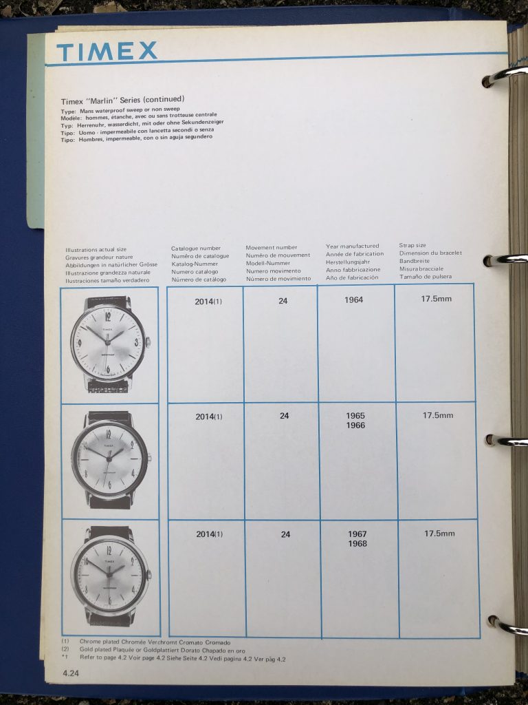 Timex 1964-1970 manual and catalog
