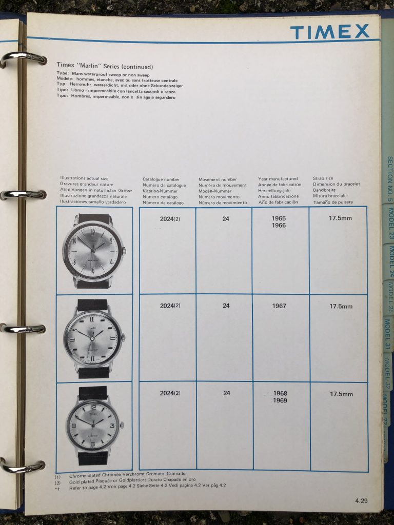 Timex 1963-1970 manual and catalog