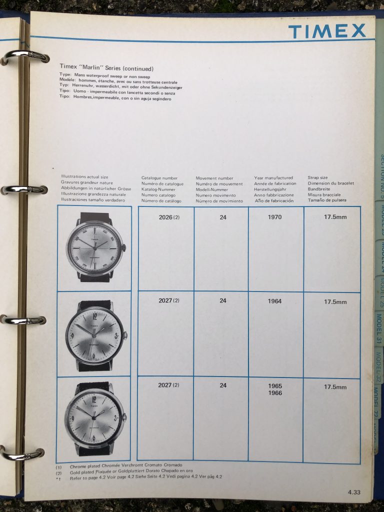 Timex 1963-1970 manual and catalog