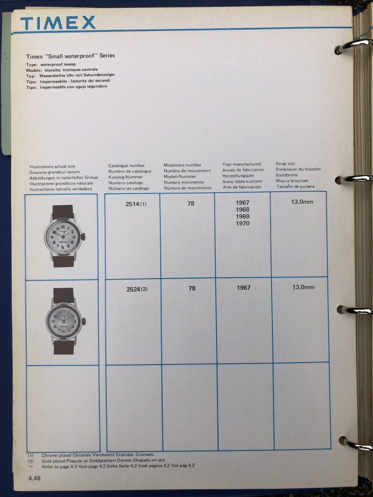 Timex 1963-1970 manual and catalog