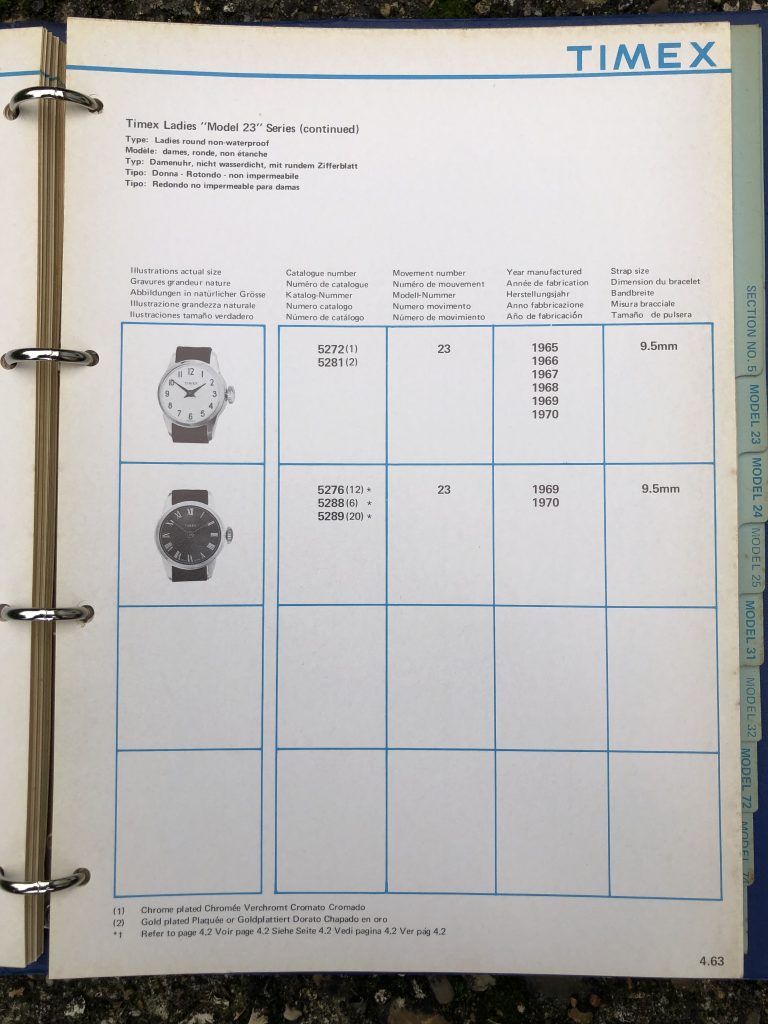 Timex 1963-1970 manual and catalog
