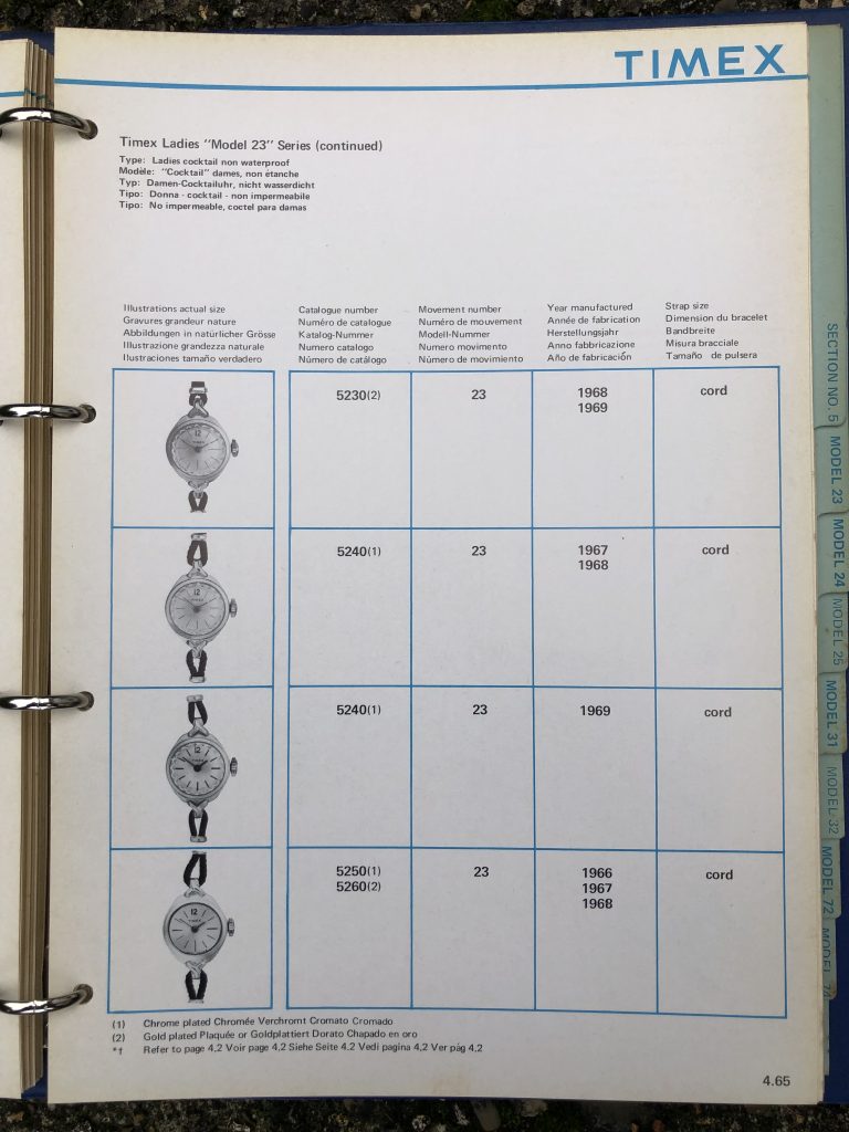 Timex 1963-1970 manual and catalog