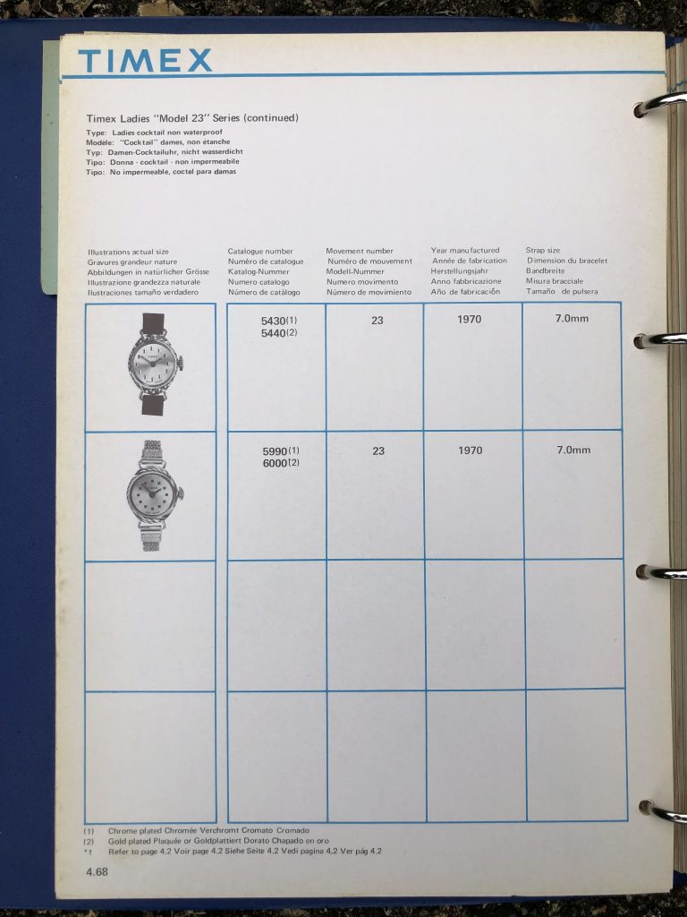 Timex 1963-1970 manual and catalog