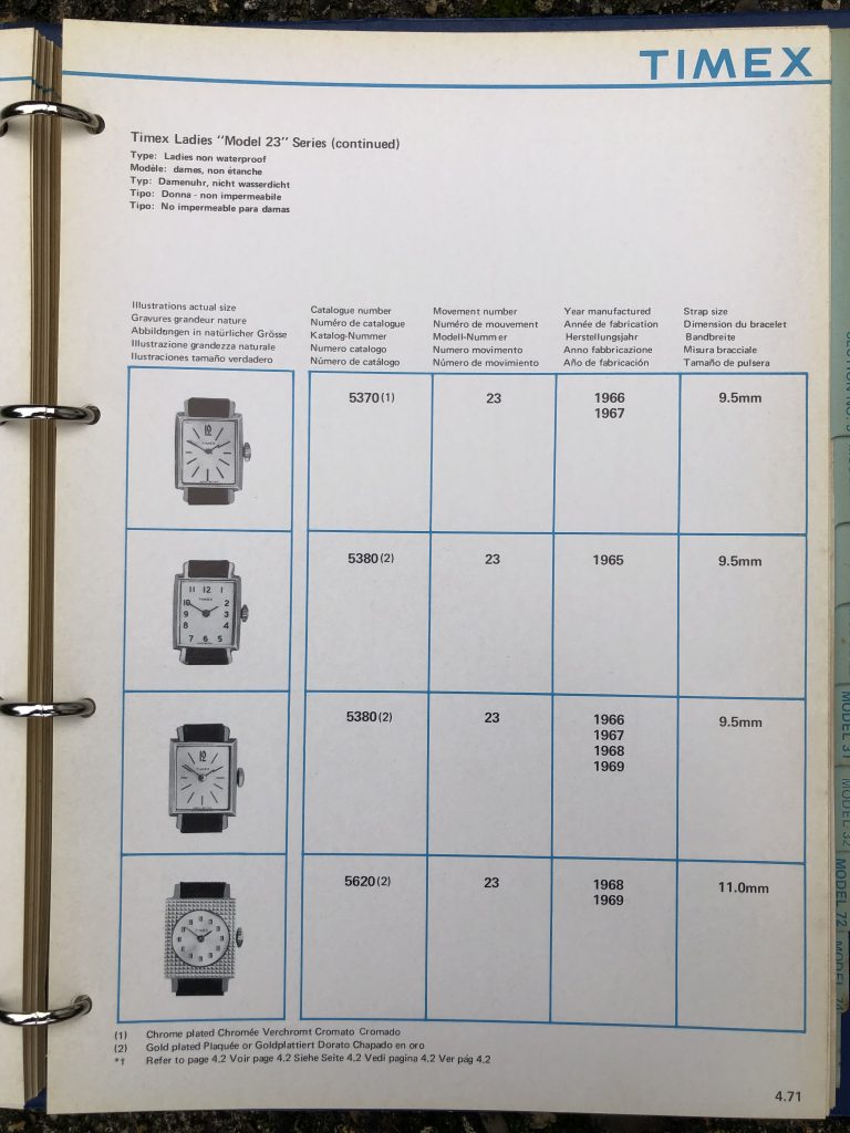 Timex 1963-1970 manual and catalog