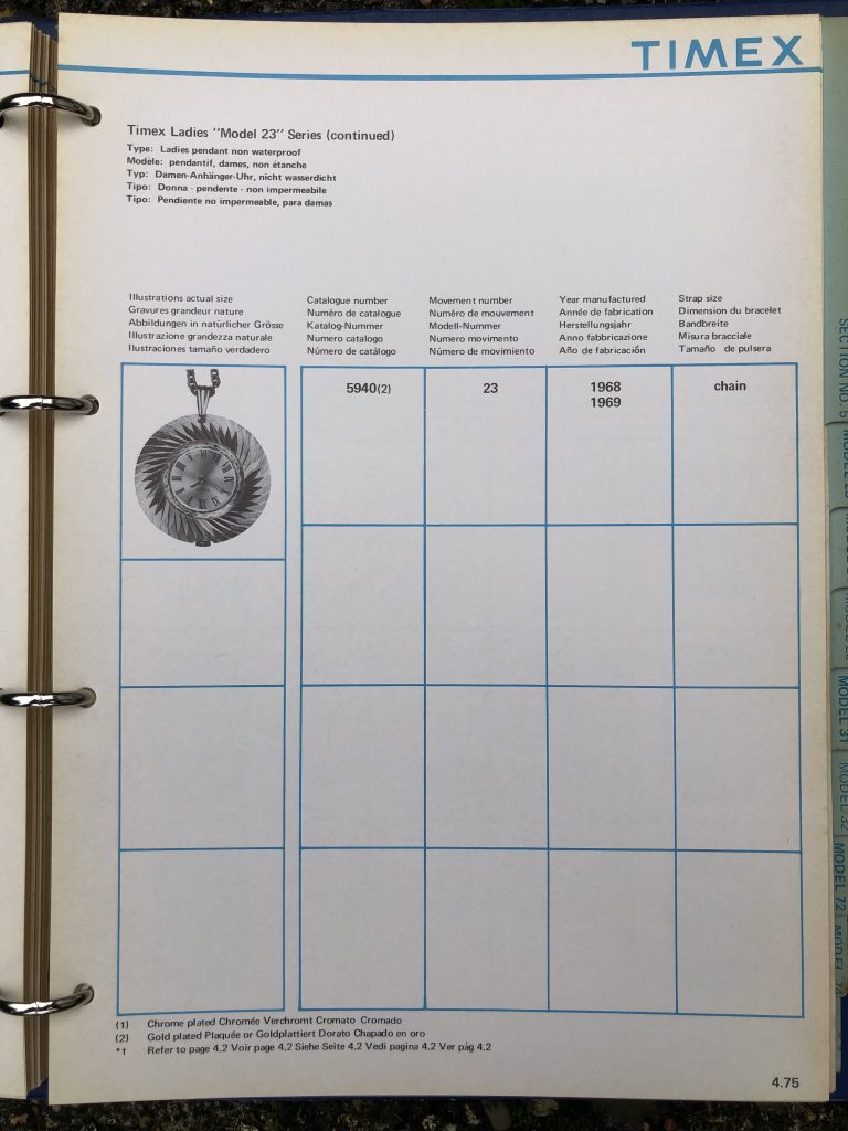 Timex 1963-1970 manual and catalog