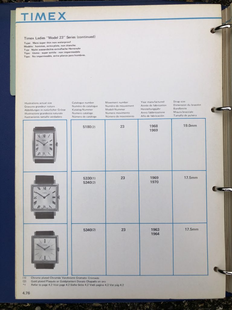 Timex 1963-1970 manual and catalog
