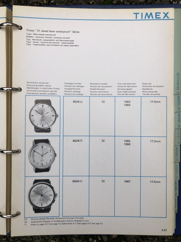 Timex 1963-1970 manual and catalog