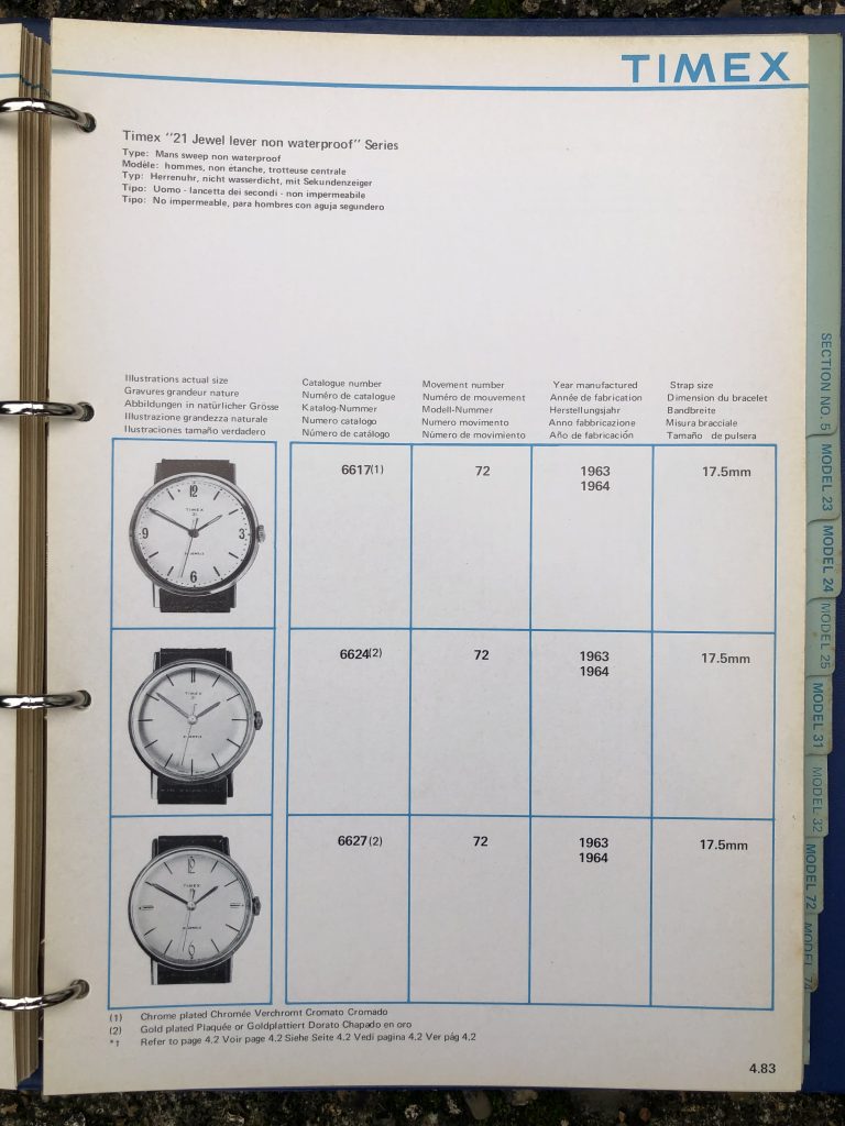 Timex 1963-1970 manual and catalog