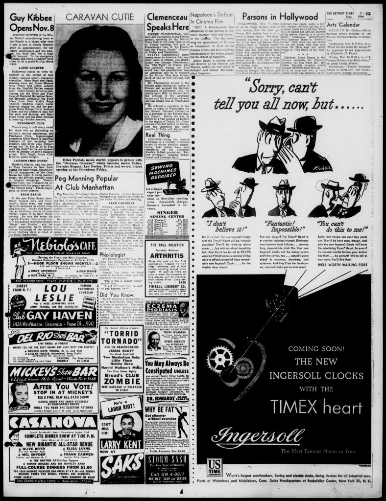 1944 Timex Ad - Detroit evening times.November08 Page C-13