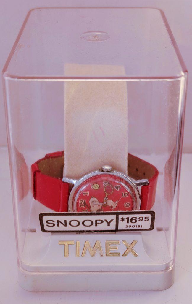 red timex snoopy tennis watch box