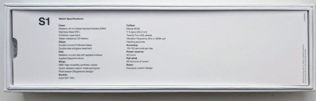 timex s1 spec sheet
