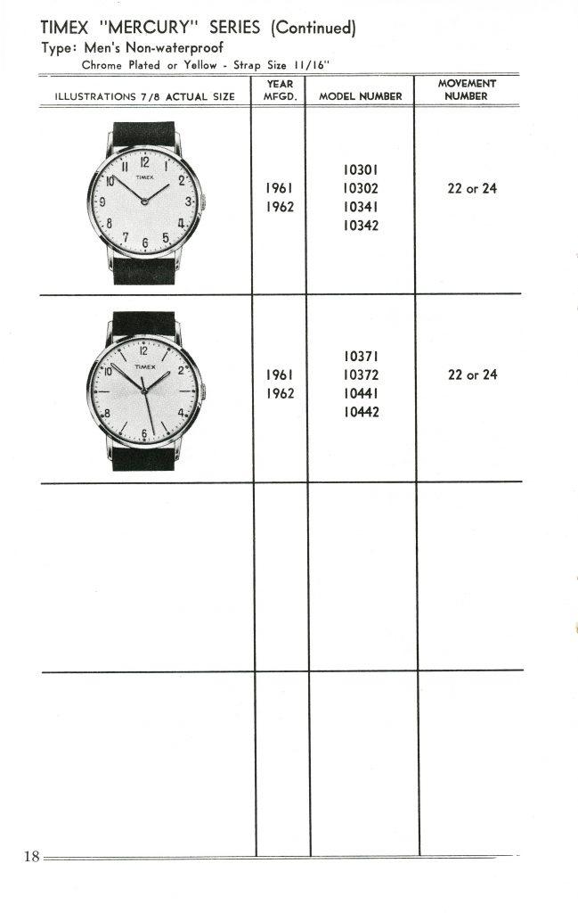 1959 to 1961 Timex Manual