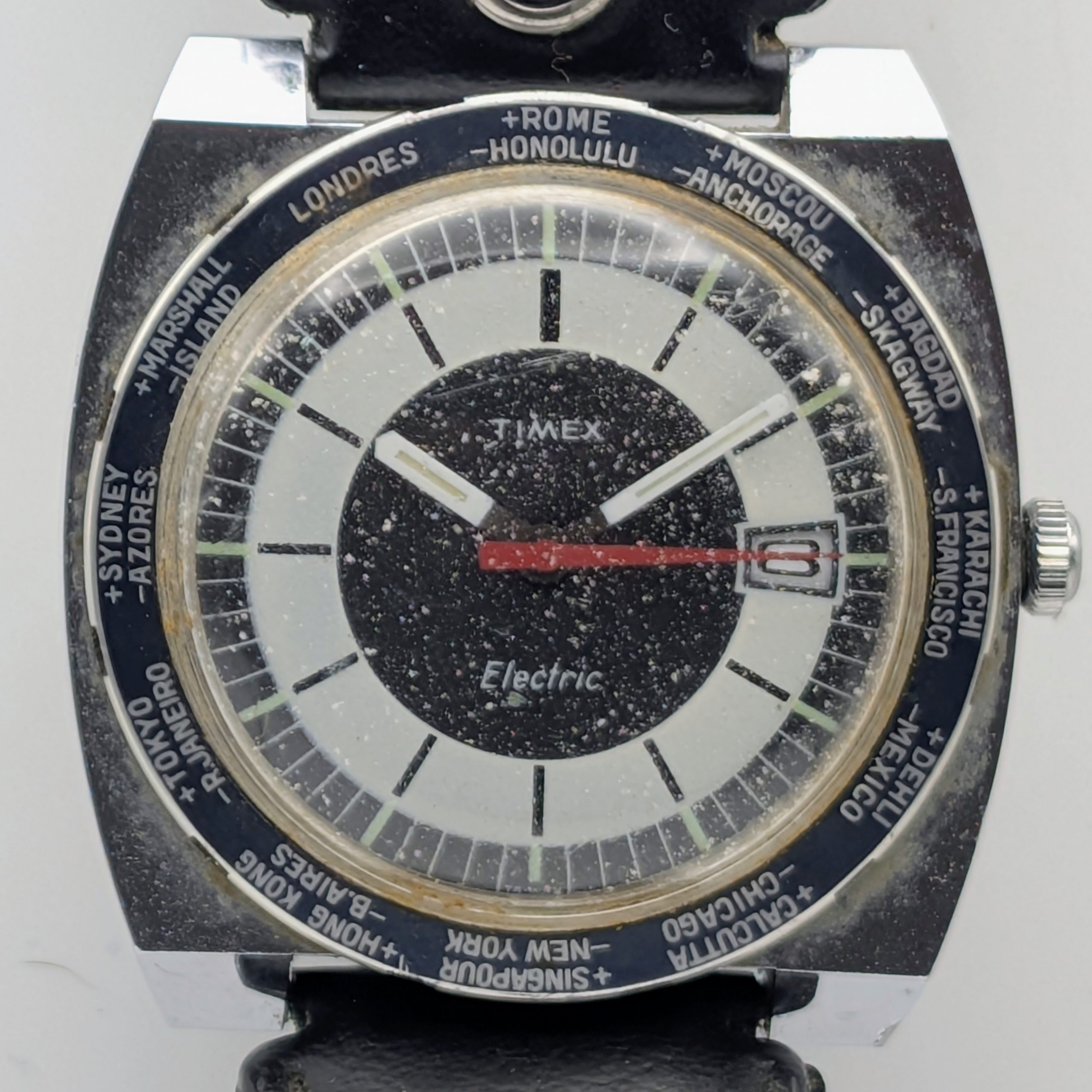 Timex Electric World Time Day Date Watch 77971 4173 [1973]