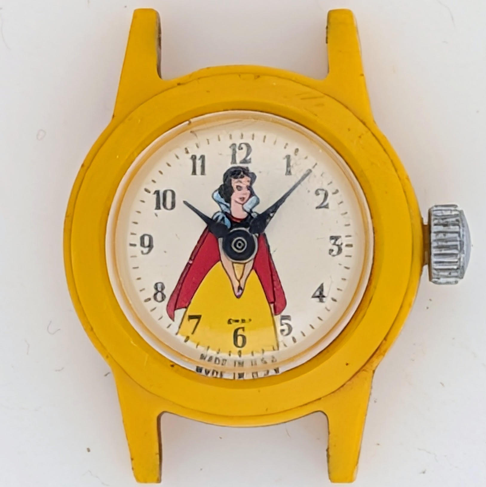 Timex Snow White Watch, Sportster, Yellow Plastic [1956]